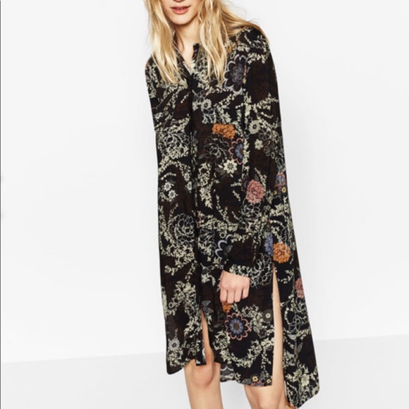 NWT ZARA PRINTED SHIRT DRESS - Picture 5 of 6